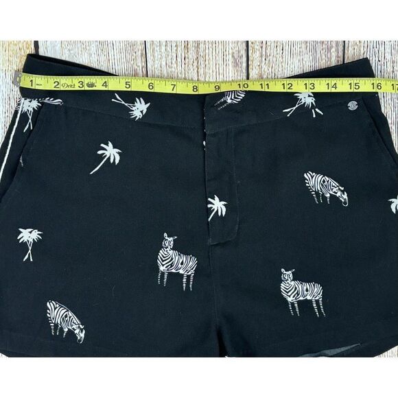 Volcom What You Need Shorts Womens Size Large Black Zebra Print Palm Trees - Picture 7 of 8